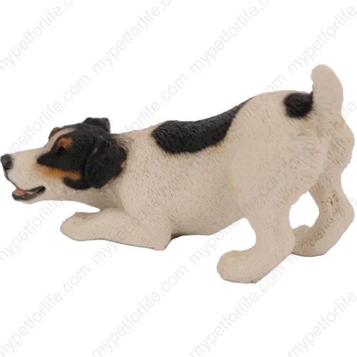 Black & White Jack Russell Terrier dog figurine for memorial urn, side