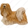 Brown & White Standing Lhasa Apso dog figurine for memorial urn, front