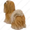 Brown & White Standing Lhasa Apso dog figurine for memorial urn, side