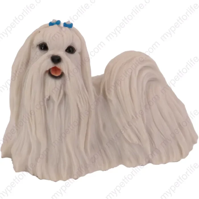 White Standing Maltese dog figurine for memorial urn, front