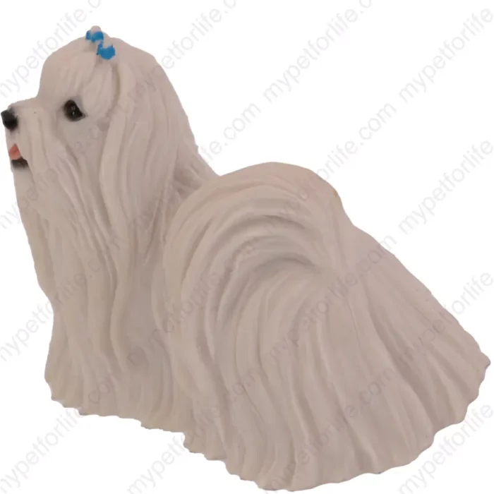 White Standing Maltese dog figurine for memorial urn, side