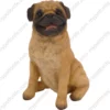 Sitting pug dog figurine for memorial urn, front