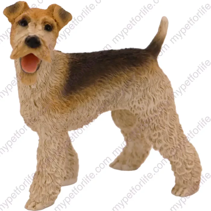 Standing Wire Haired Fox Terrier dog figurine for memorial urn, front