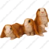 3 Brown Rabbit figurines for memorial urn, front