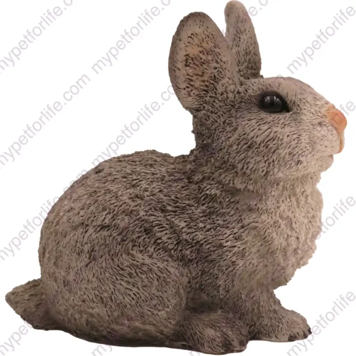 Gray Rabbit figurine for memorial urn, side