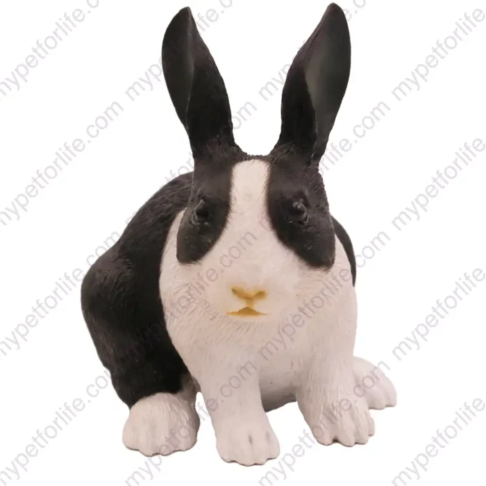 Black & White Rabbit figurine for memorial urn, front