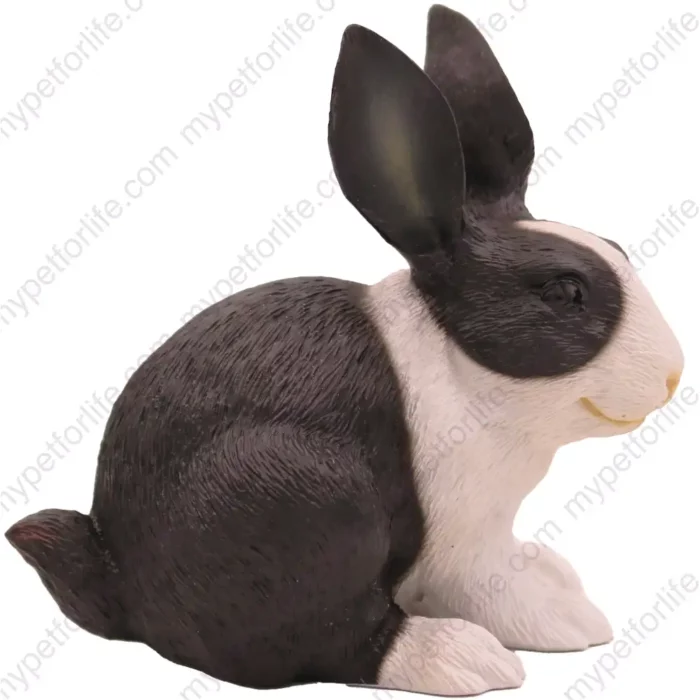 Black & White Rabbit figurine for memorial urn, side