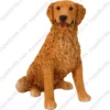 Sitting Golden Retriever dog figurine for memorial urn, front