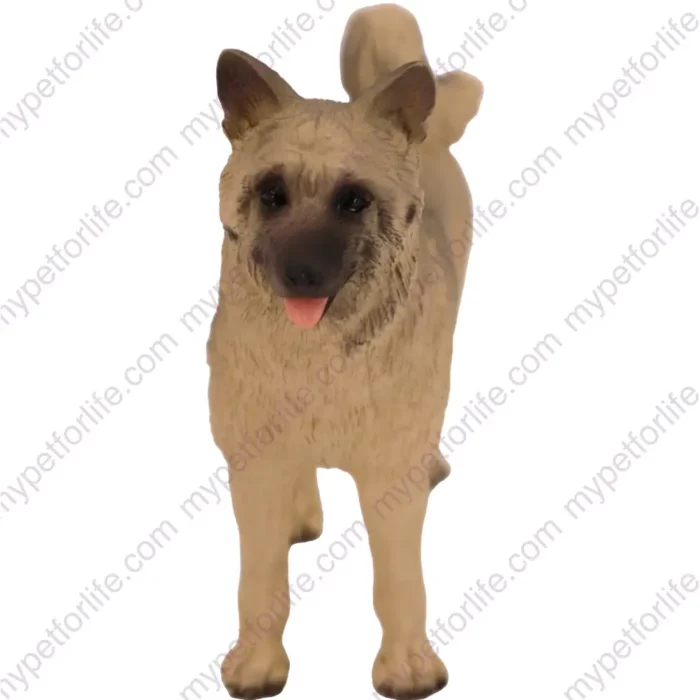 Fawn Akita dog figurine for memorial urn, front