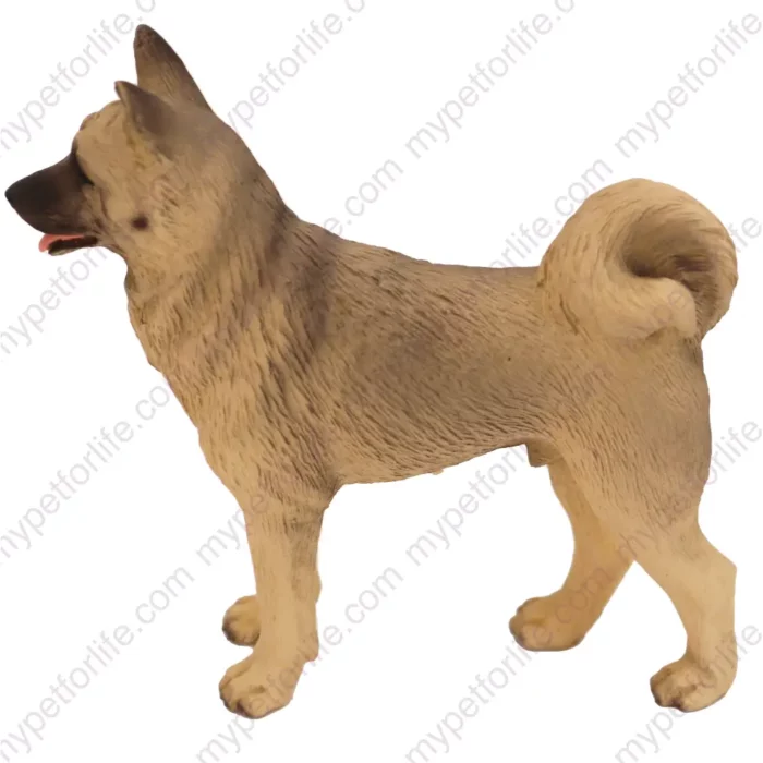 Fawn Akita dog figurine for memorial urn, side