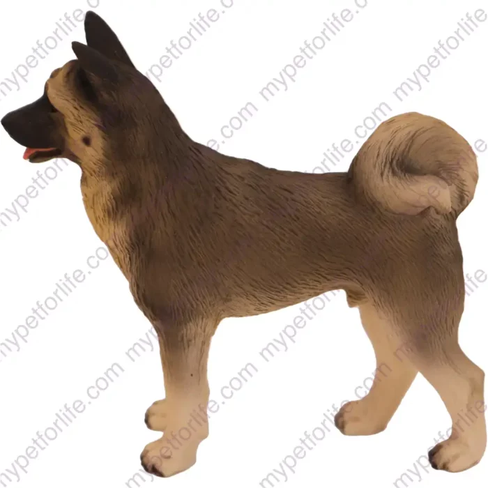 Gray Akita dog figurine for memorial urn, side