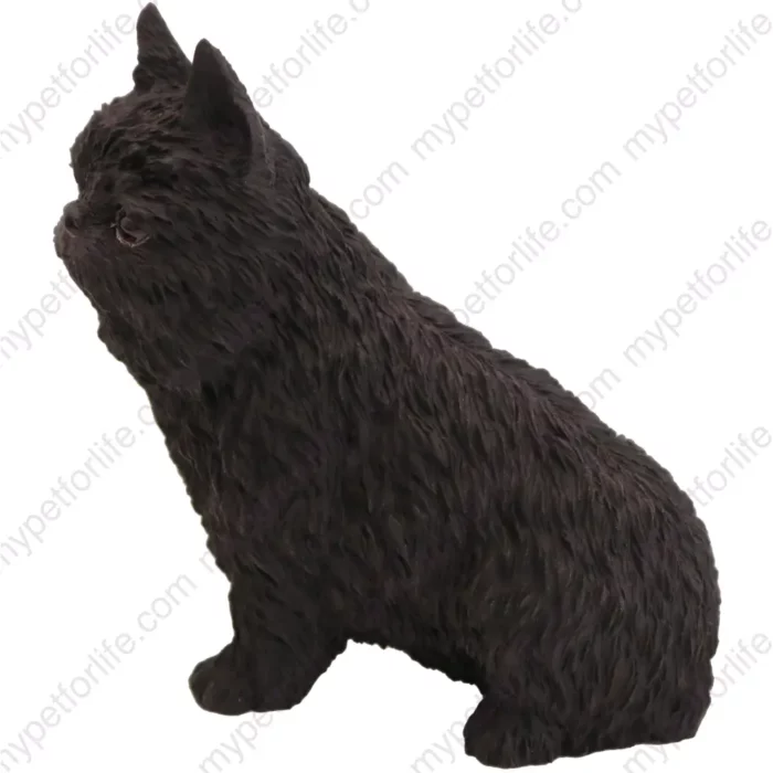 Black Brussels Griffon Dog figurine for memorial urn, side