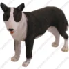 White and black brindle Bull Terrier Dog figurine for memorial urn, front