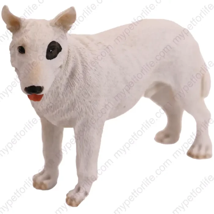 White Bull Terrier Dog figurine for memorial urn, front