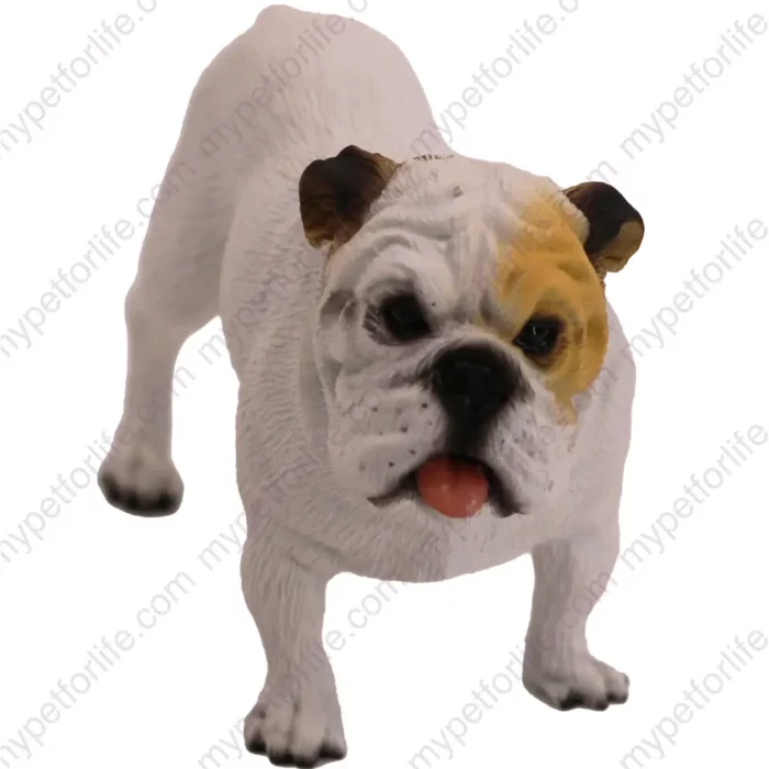 White Bulldog Dog figurine for memorial urn, front