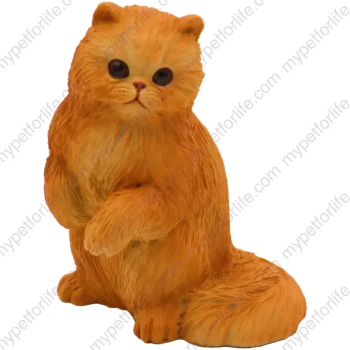 Red Persian cat figurine for memorial urn, front