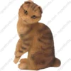 Brown Scottish Fold cat figurine for memorial urn, front