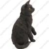 Black Short Hair cat figurine for memorial urn, side