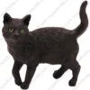 Standing Black Short Hair cat figurine for memorial urn, front