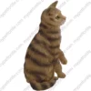 Sitting Brown Short Hair Tabby cat figurine for memorial urn, side