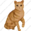 Sitting Short Hair Red Tabby cat figurine for memorial urn, front