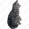 Sitting Short Hair Silver Tabby cat figurine for memorial urn, side