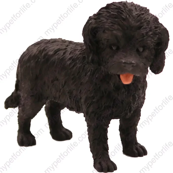 Black Cockapoo dog figurine for memorial urn, front