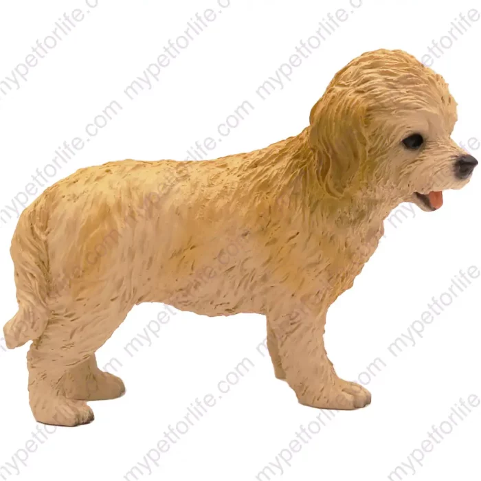 Blond Cockapoo dog figurine for memorial urn, side