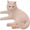 White Laying British Shorthair cat figurine for memorial urn, front