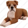 Laying ears down Boxer dog figurine for memorial urn, front