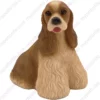 Sitting Buff and White Cocker Spaniel dog figurine for memorial urn, front