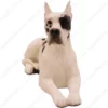 Laying Harlequin Ears Up Great Dane dog figurine for memorial urn, front