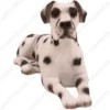 Laying Harlequin Ears Down Great Dane dog figurine for memorial urn, front