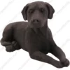 Laying black Labrador Retriever dog figurine for memorial urn, front