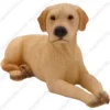 Laying yellow Labrador Retriever dog figurine for memorial urn, front