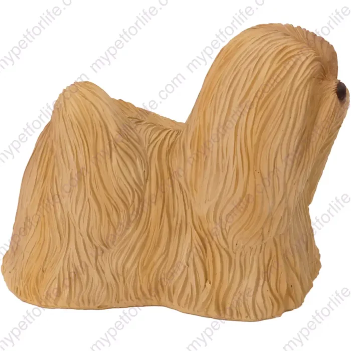 Lhasa Apso dog figurine for memorial urn, side