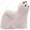 White Maltese dog figurine for memorial urn, side