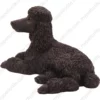 Laying Black Poodle dog figurine for memorial urn, side