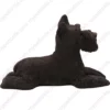 Laying ears up Black Schnauzer dog figurine for memorial urn, side