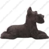 Laying ears up Bronze Schnauzer dog figurine for memorial urn, side