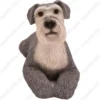 Laying ears up Gray Schnauzer dog figurine for memorial urn, front