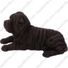 Laying Black Shar Pei dog figurine for memorial urn, side