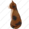 Sitting orange, black & white shorthair cat figurine for memorial urn, side