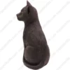 Sitting black shorthair cat figurine for memorial urn, side