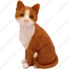 Sitting orange & white shorthair cat figurine for memorial urn, front