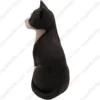 Sitting black & white shorthair cat figurine for memorial urn, side