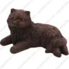 Laying bronze Persian cat figurine for memorial urn, front