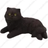 Laying black Persian cat figurine for memorial urn, front