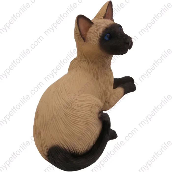 Laying Siamese cat figurine for memorial urn, side