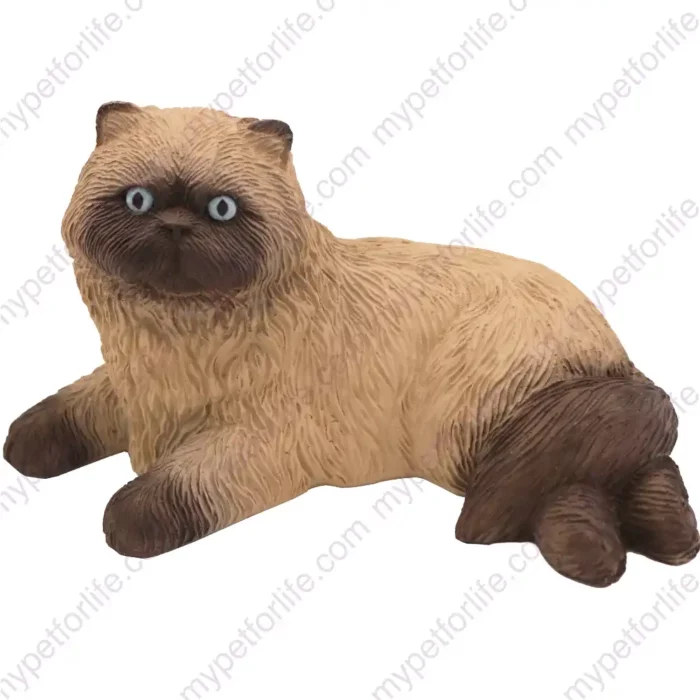 Laying Himalayan cat figurine for memorial urn, front